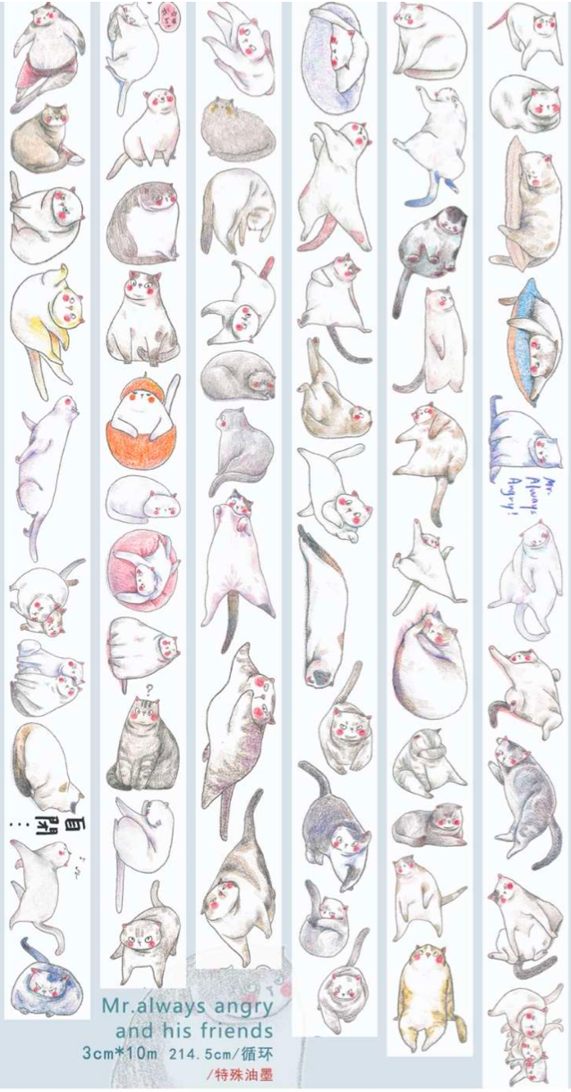 Nailyo - Washi Tape - Angry Cats