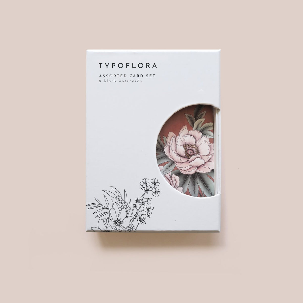 Typoflora greeting card set in a box