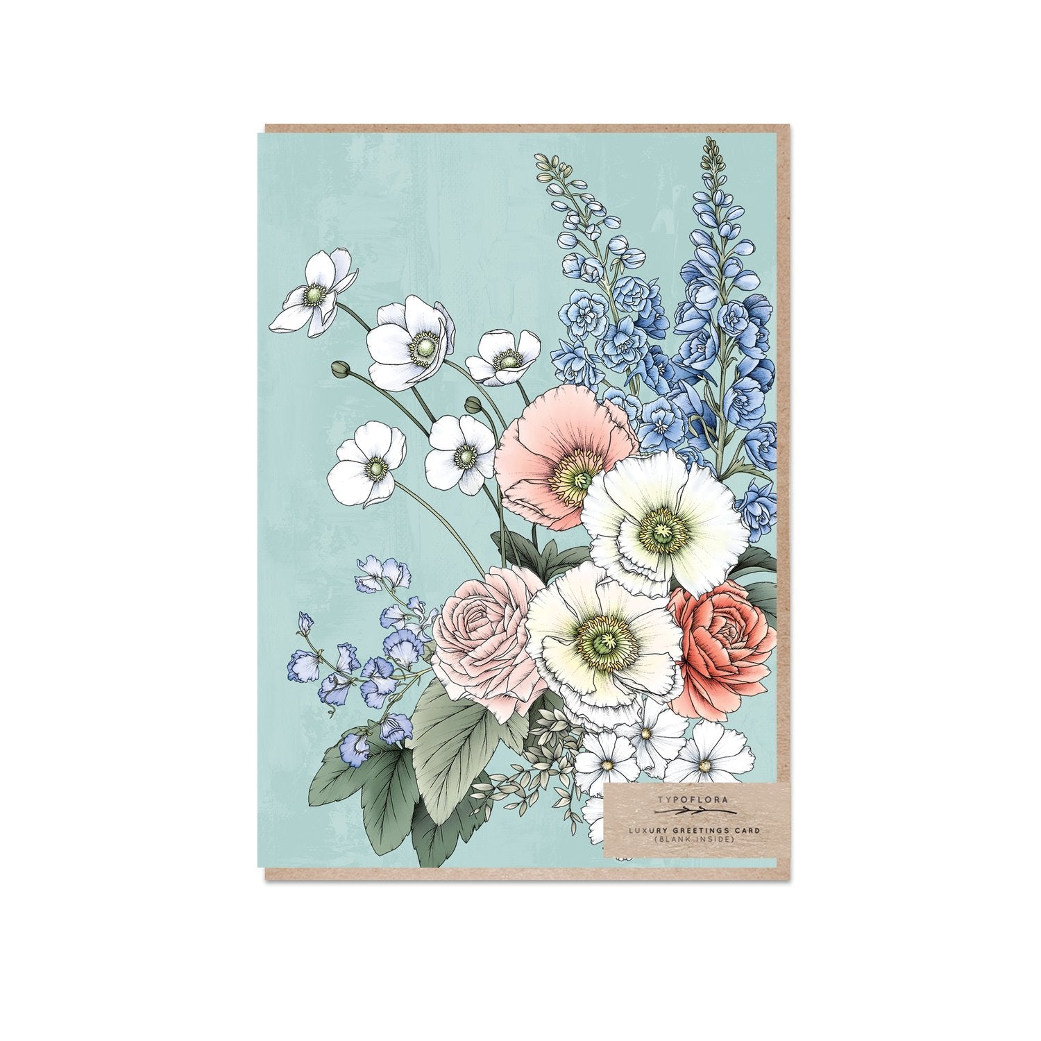 Art Print A3 Pale Blue Bouquet - Typoflora main image 0