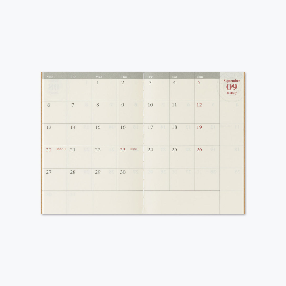 Traveler's Company - 2027 Diary - Insert - Passport - Monthly