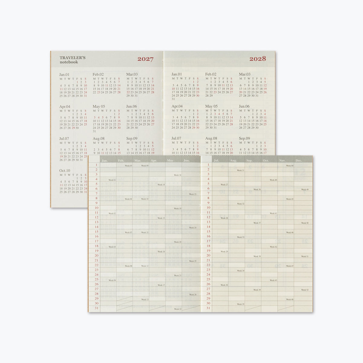 Traveler's Company - 2027 Diary - Insert - Passport - Monthly