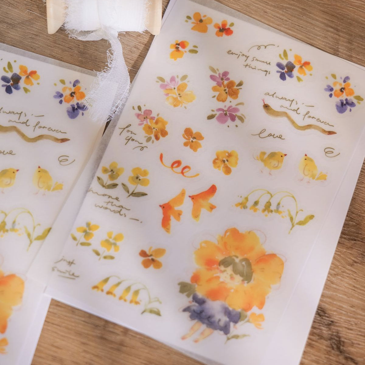 Meow Illustration - Planner Sticker - Flower Girl (Lemon)