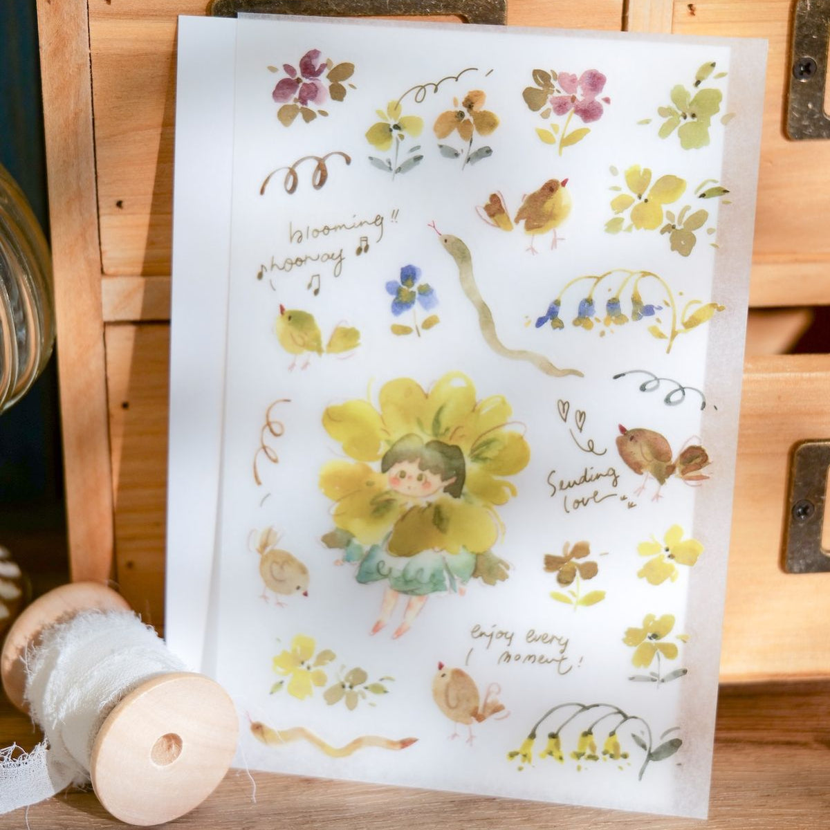 Meow Illustration - Planner Sticker - Flower Girl (Grass)