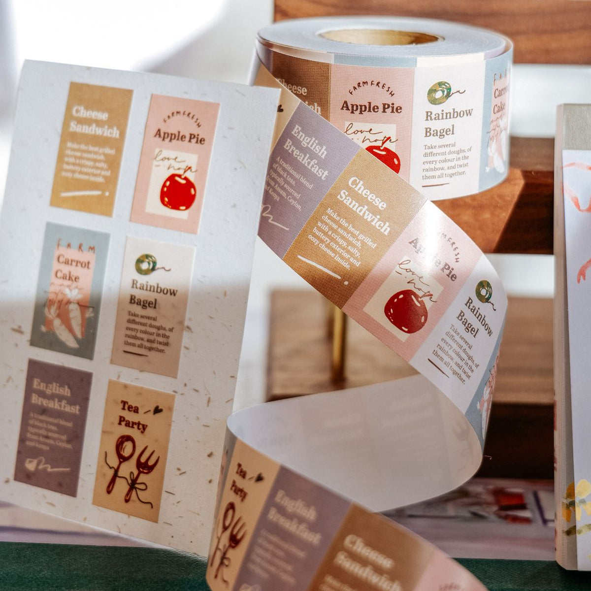 Meow Illustration - Label Sticker Roll - Teaparty