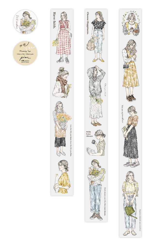 Pion - Washi Tape - She (PET) <Outgoing>