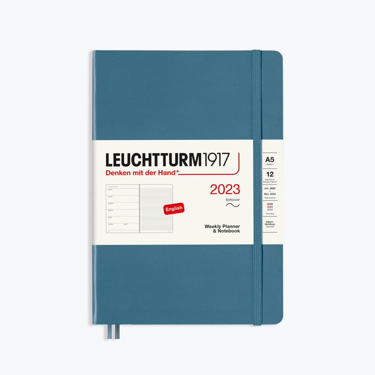 Leuchtturm1917 - 2024 Diary - Weekly Notebook - A5 - Stone Blue (Soft)