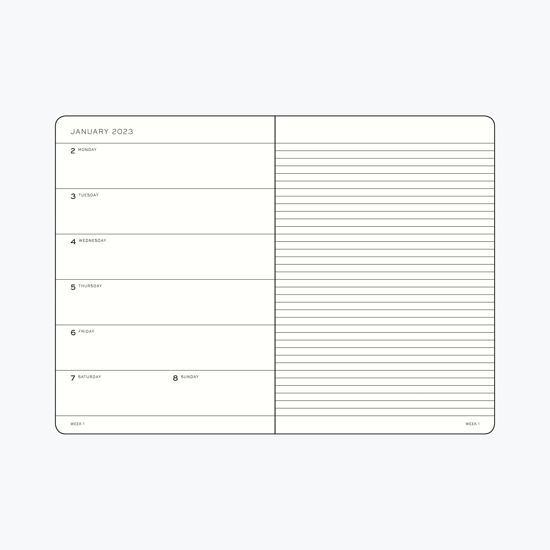 Leuchtturm1917 - 2024 Diary - Weekly Notebook - A6 - Navy (Soft)
