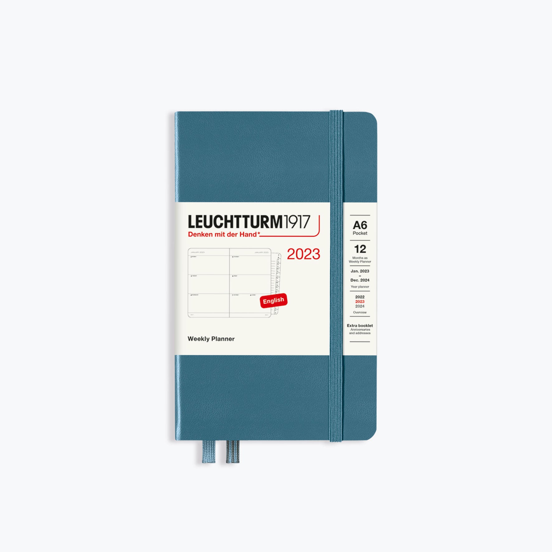 Leuchtturm1917 - 2024 Diary - Weekly Planner - A6 - Stone Blue (Hard)