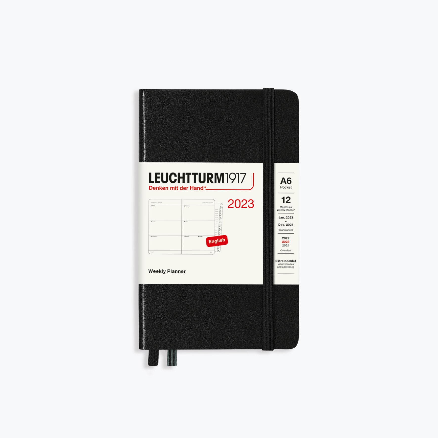 Leuchtturm1917 - 2024 Diary - Weekly Planner - A6 - Black (Hard)