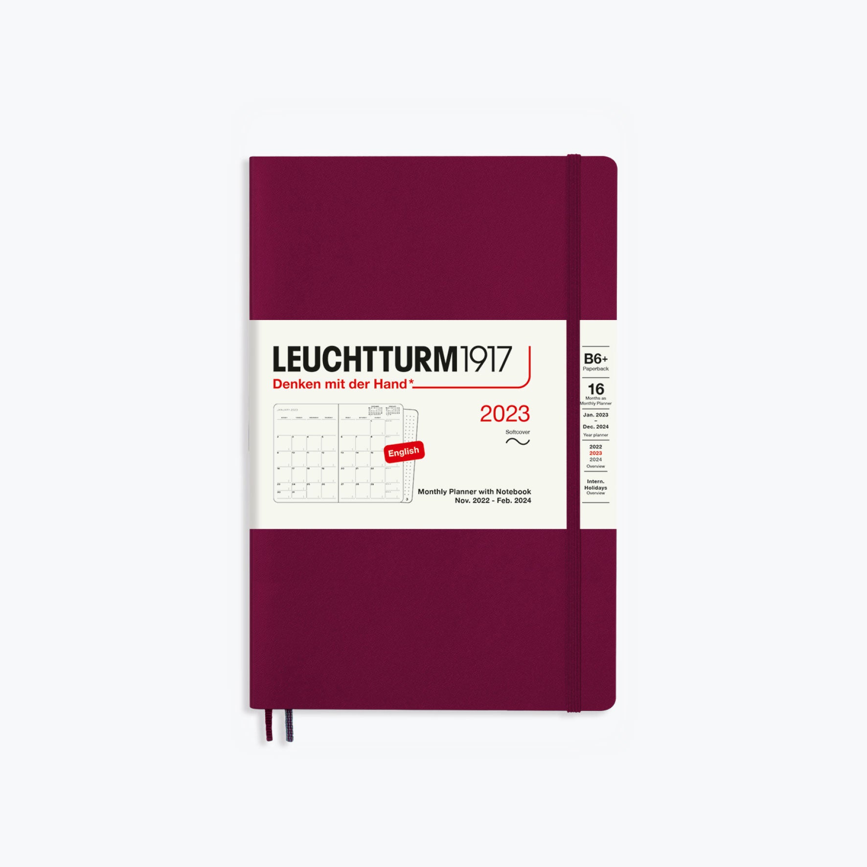 Leuchtturm1917 2025 Monthly Diary B6 Red Bookbinders Design