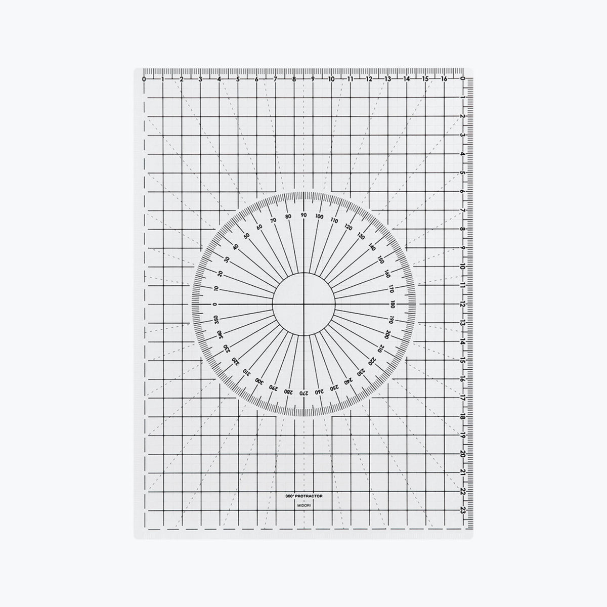 Midori B5 transparent pencil board with a protractor and a ruler