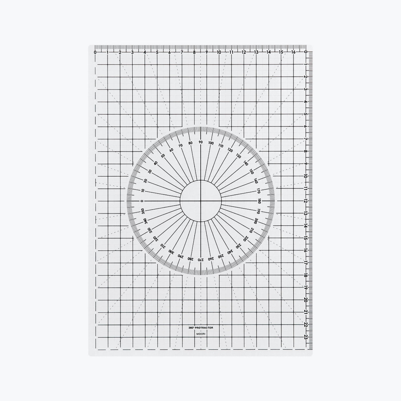 Midori B5 transparent pencil board with a protractor and a ruler
