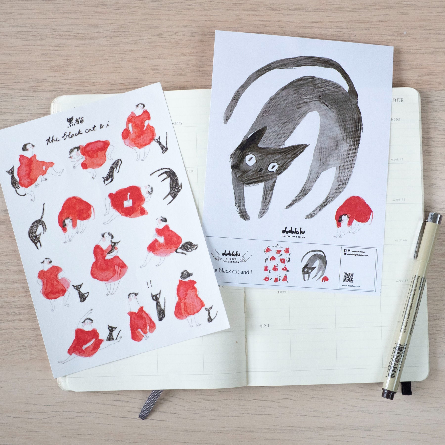 Dodolulu - Planner Sticker - The Black Cat