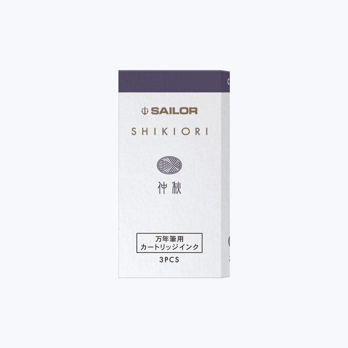 Front of the box of Sailor Shikiori Chu Shu purple-grey fountain pen ink catridges