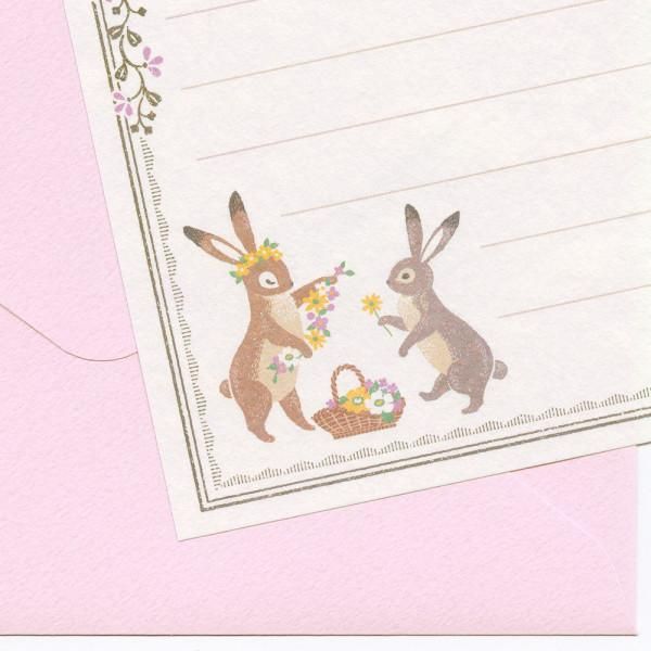 NB Japan - Letter Set - Ressa - Rabbit With Flowers (Mini)