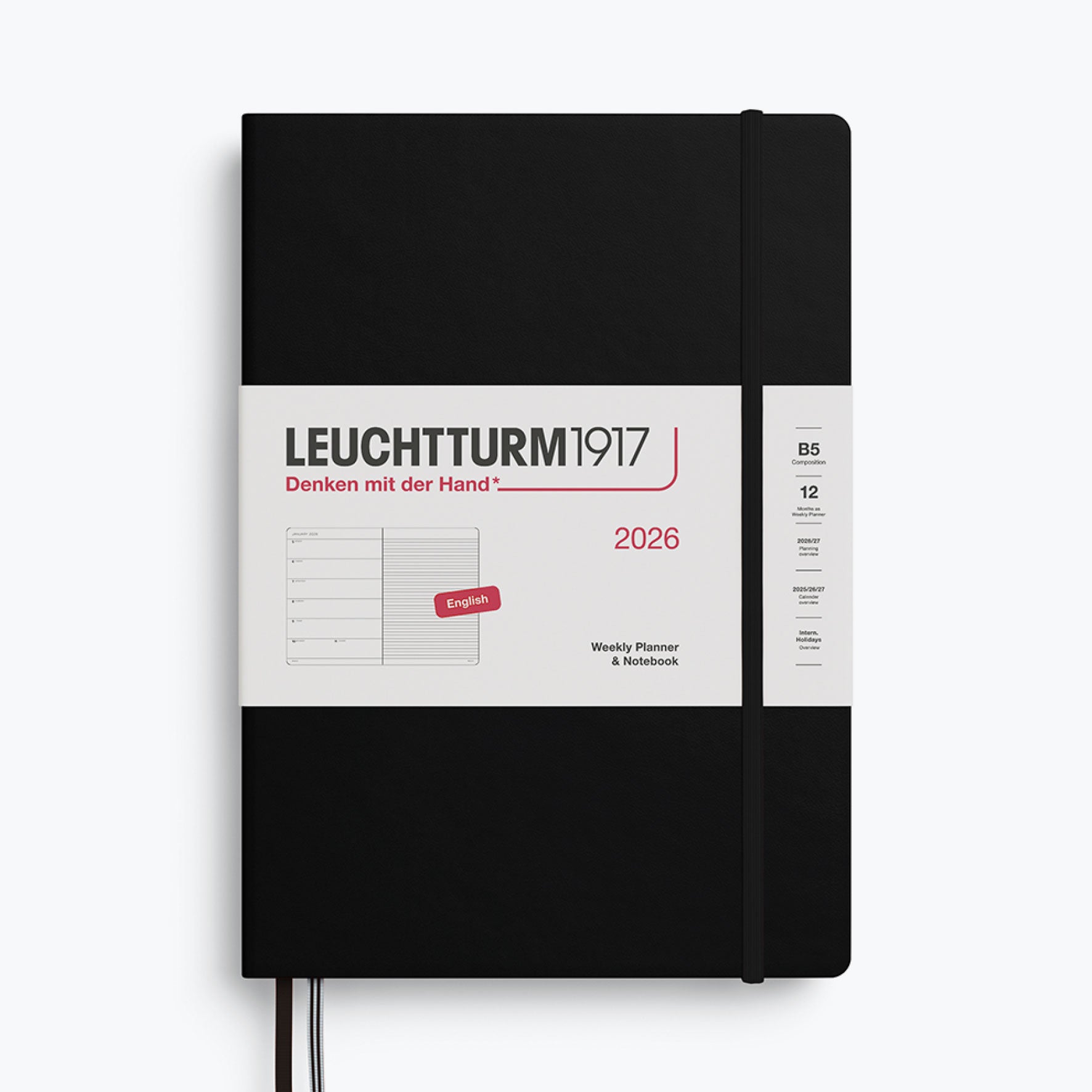 Leuchtturm1917 - 2026 Diary - Weekly Notebook - B5 - Black