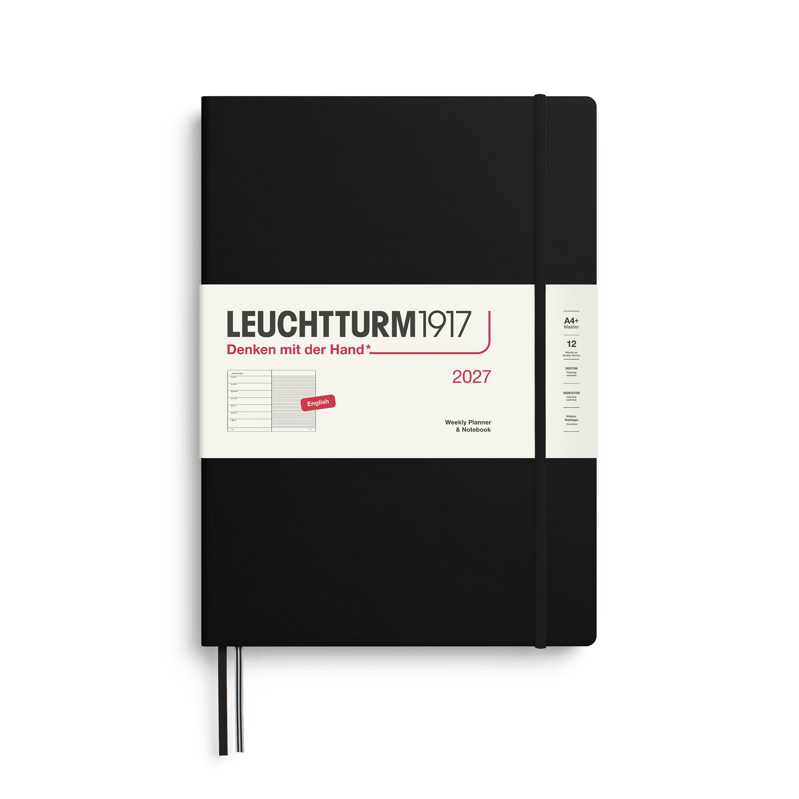 Leuchtturm1917 2027 A4 Black Weekly Notebook diary