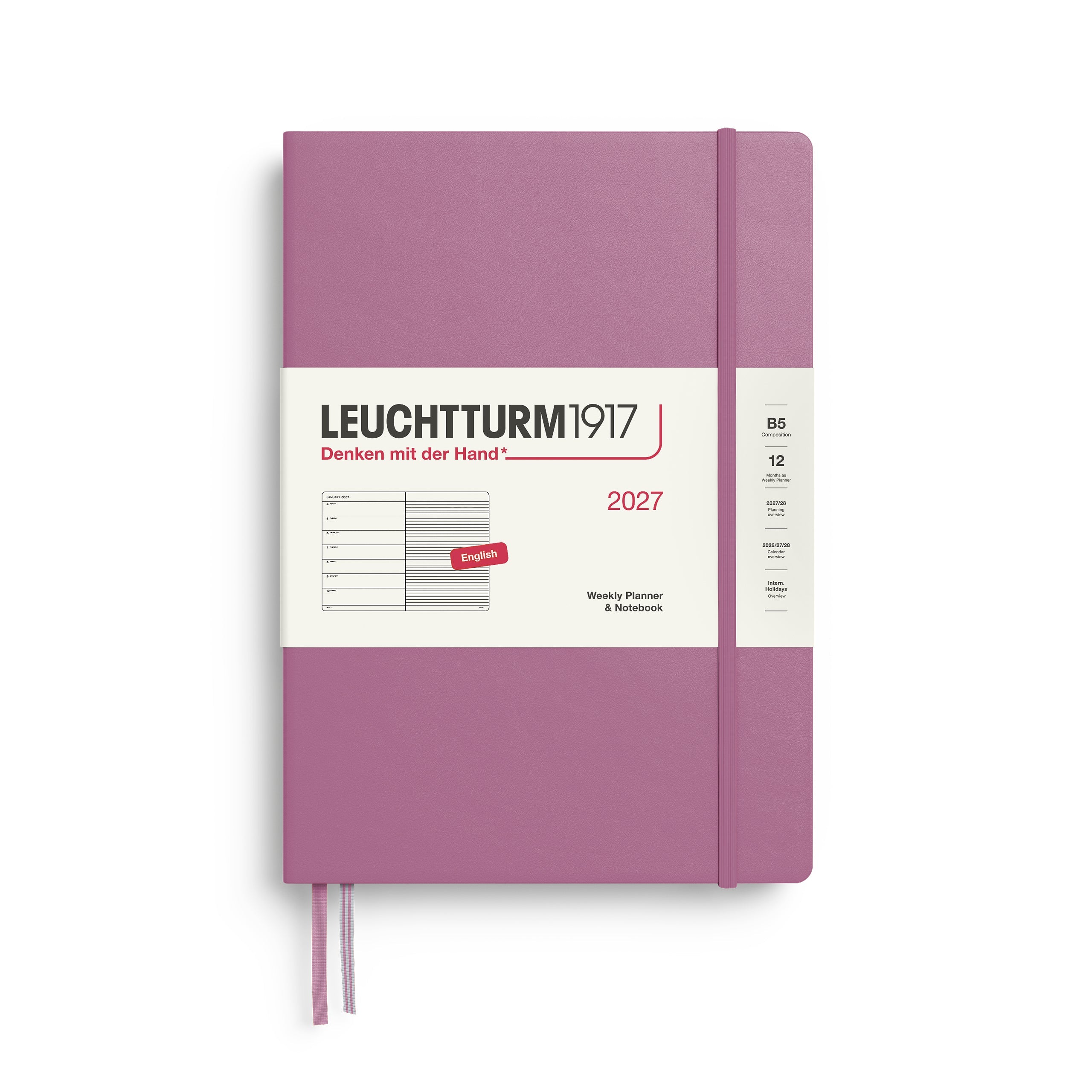 Leuchtturm1917 2027 B5 Dusty Rose Weekly Notebook diary