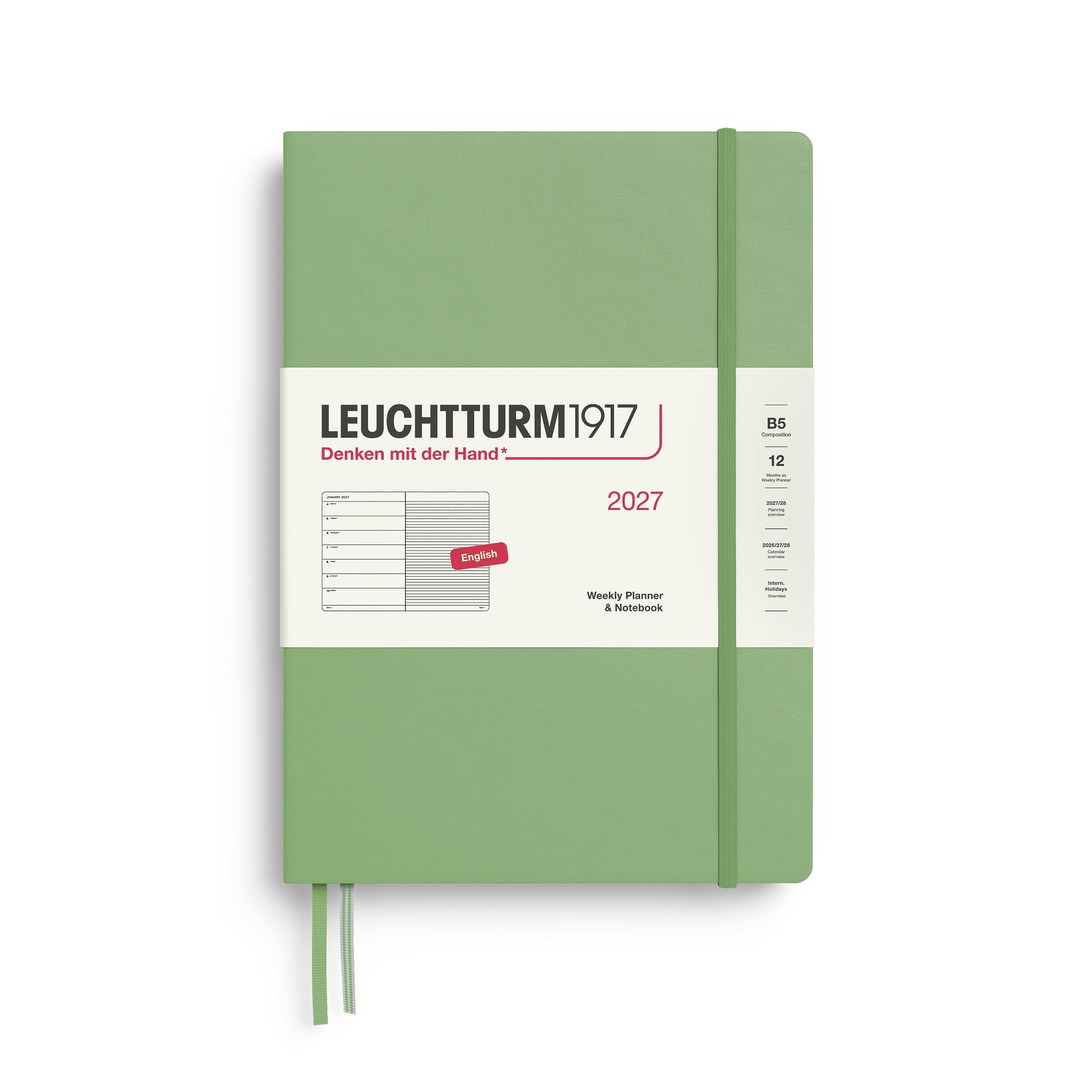 Leuchtturm1917 2027 B5 Sage Weekly Notebook diary