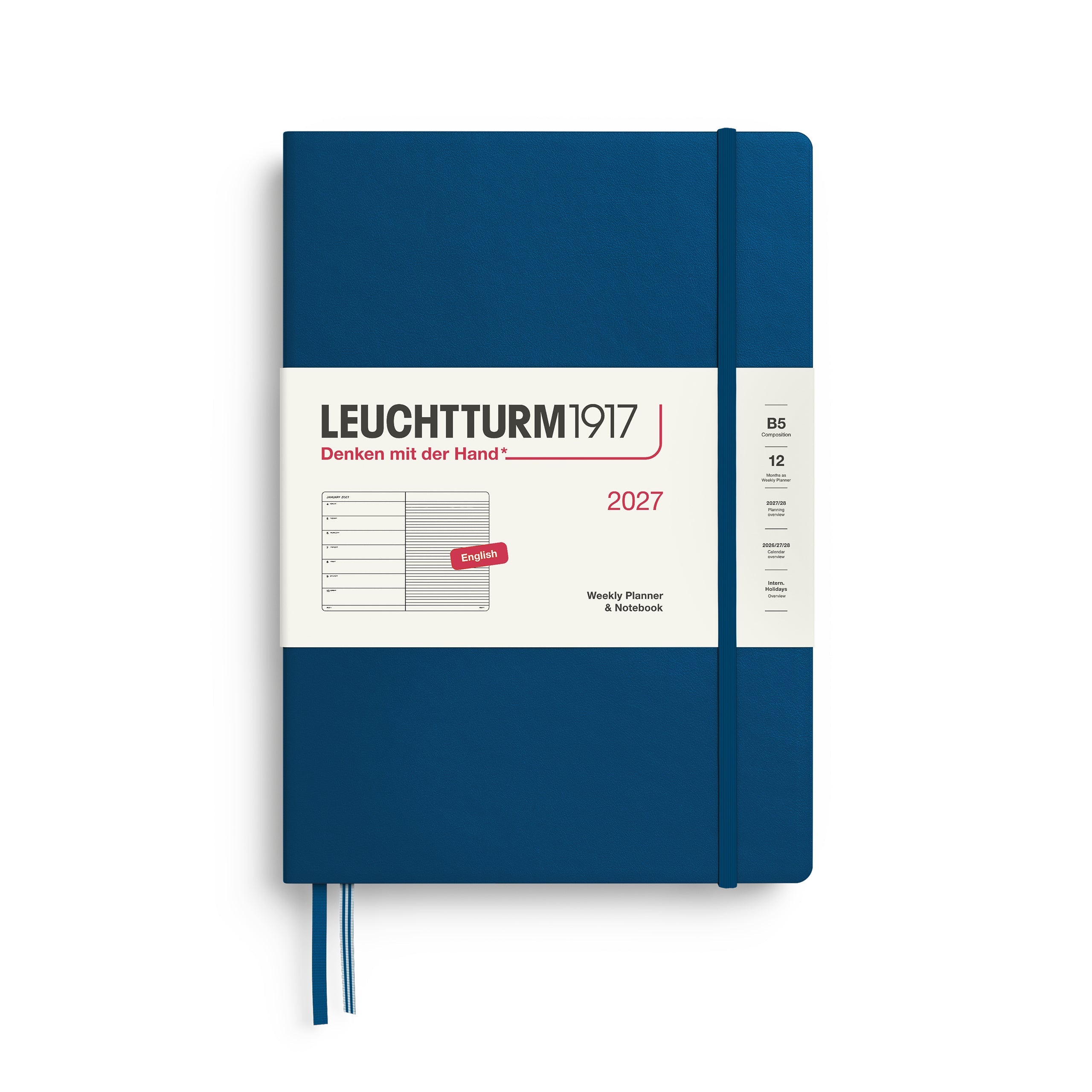 Leuchtturm1917 2027 B5 Indigo Weekly Notebook diary