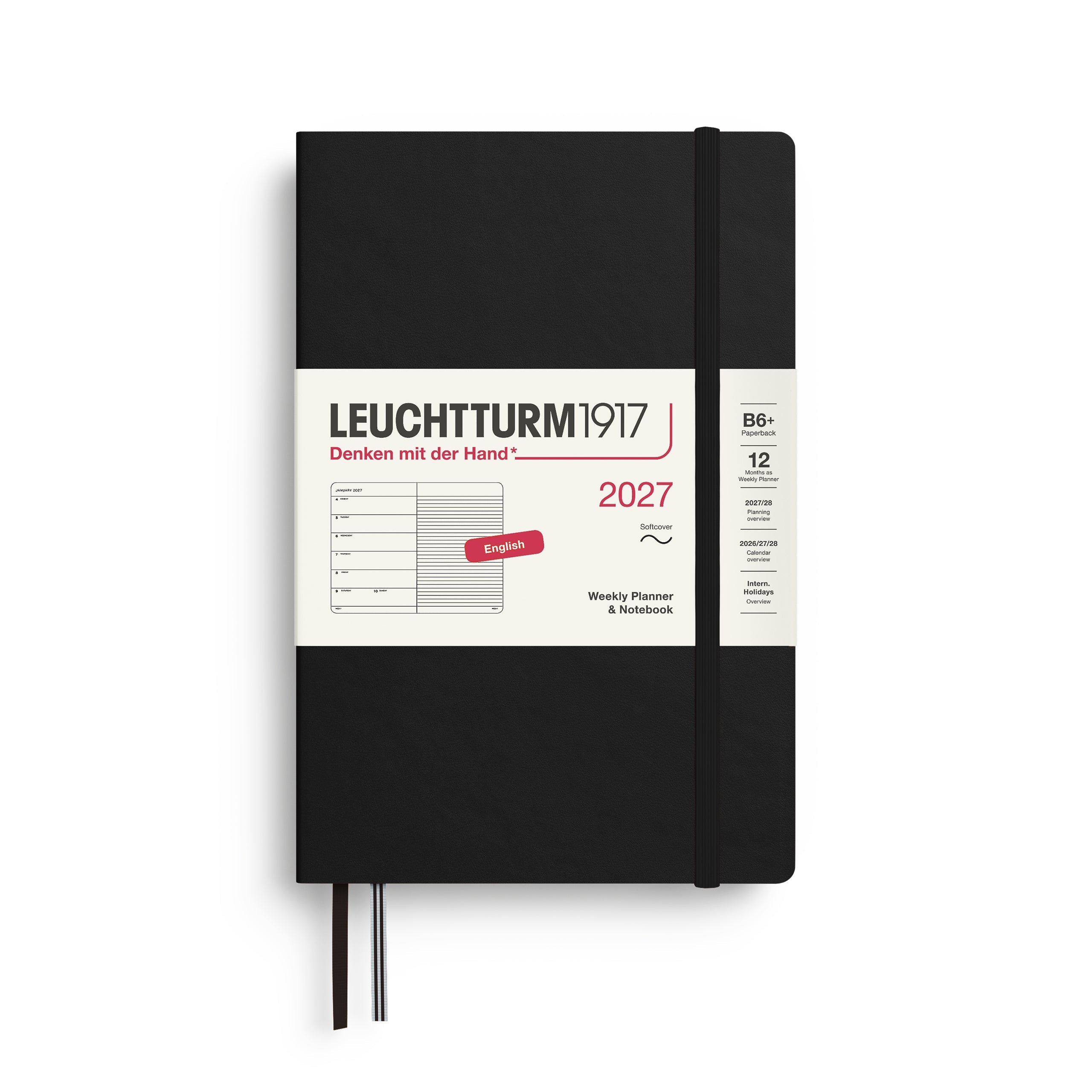 Leuchtturm1917 2027 B6+ Black Weekly Notebook diary