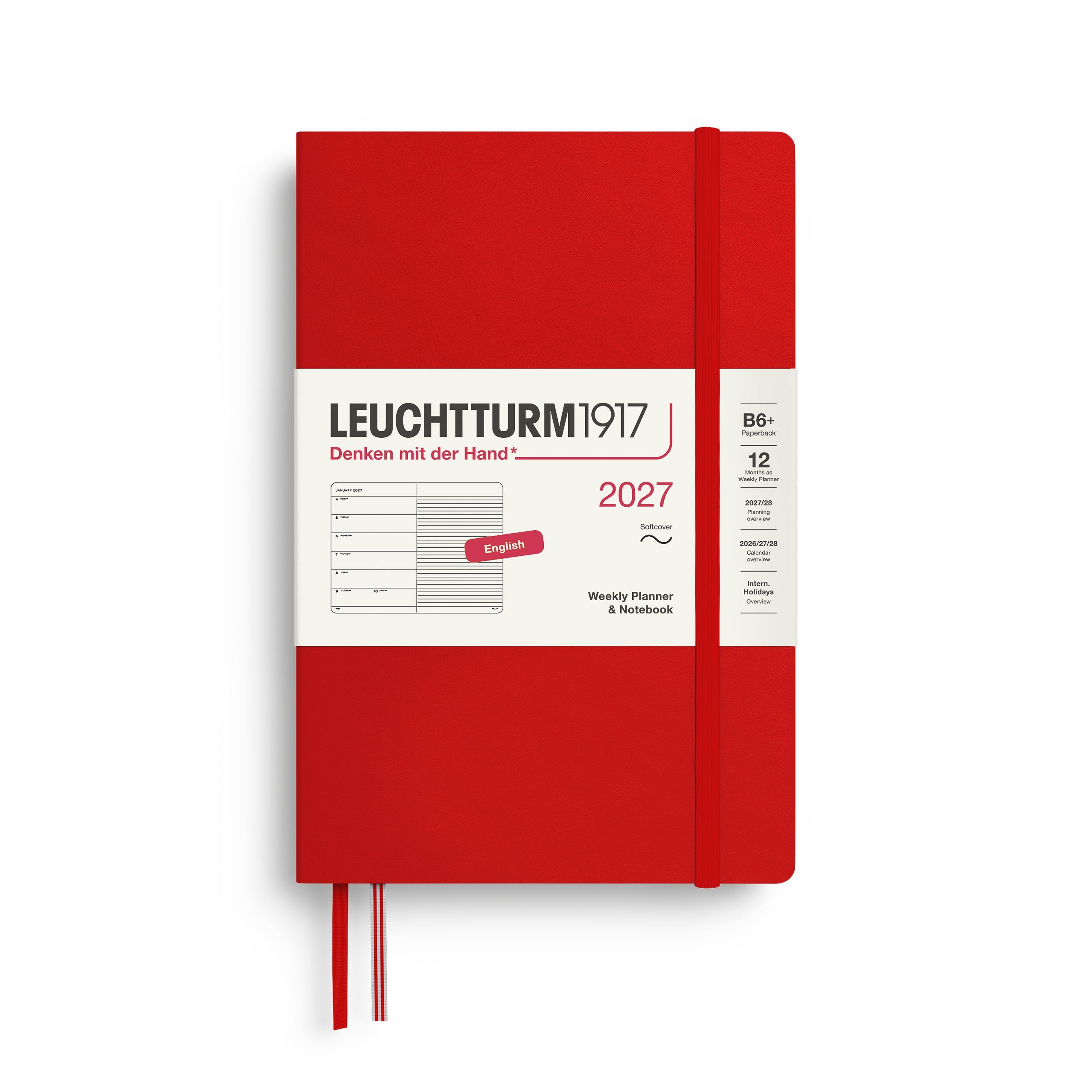 Leuchtturm1917 2027 B6+ Cherry Weekly Notebook diary
