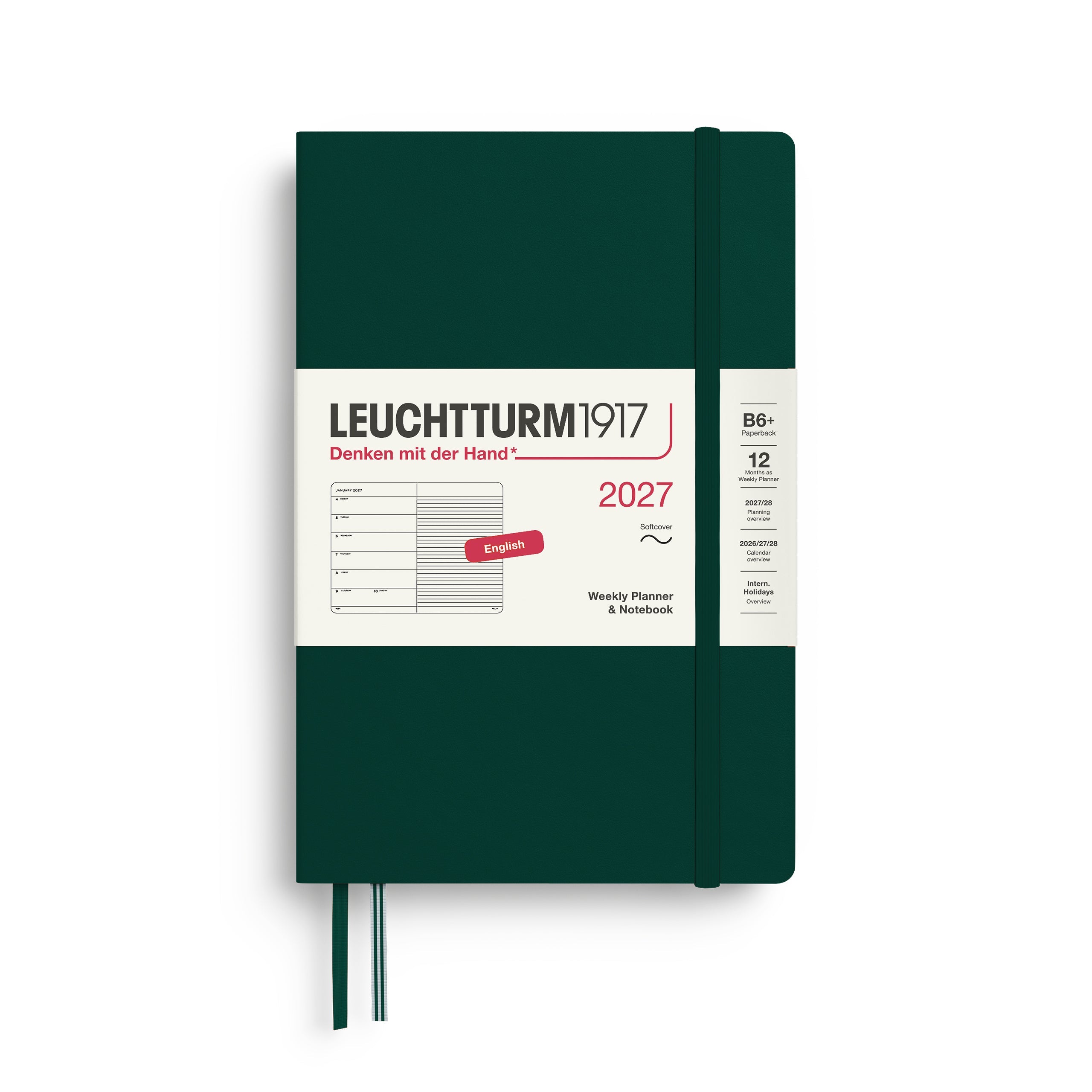 Leuchtturm1917 2027 B6+ Forest Green Weekly Notebook diary