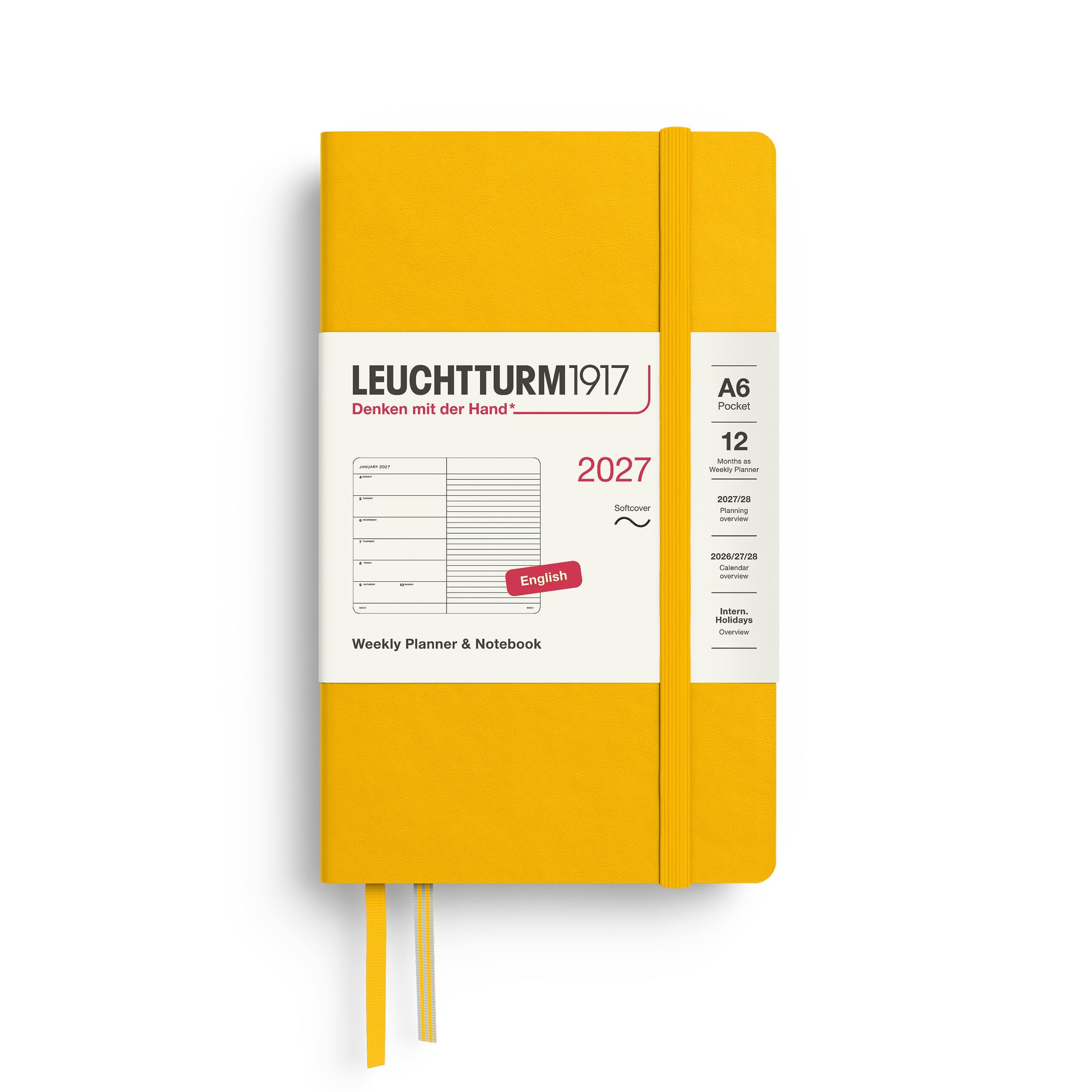 Leuchtturm1917 2027 A6 Sunflower Weekly Notebook diary, softcover