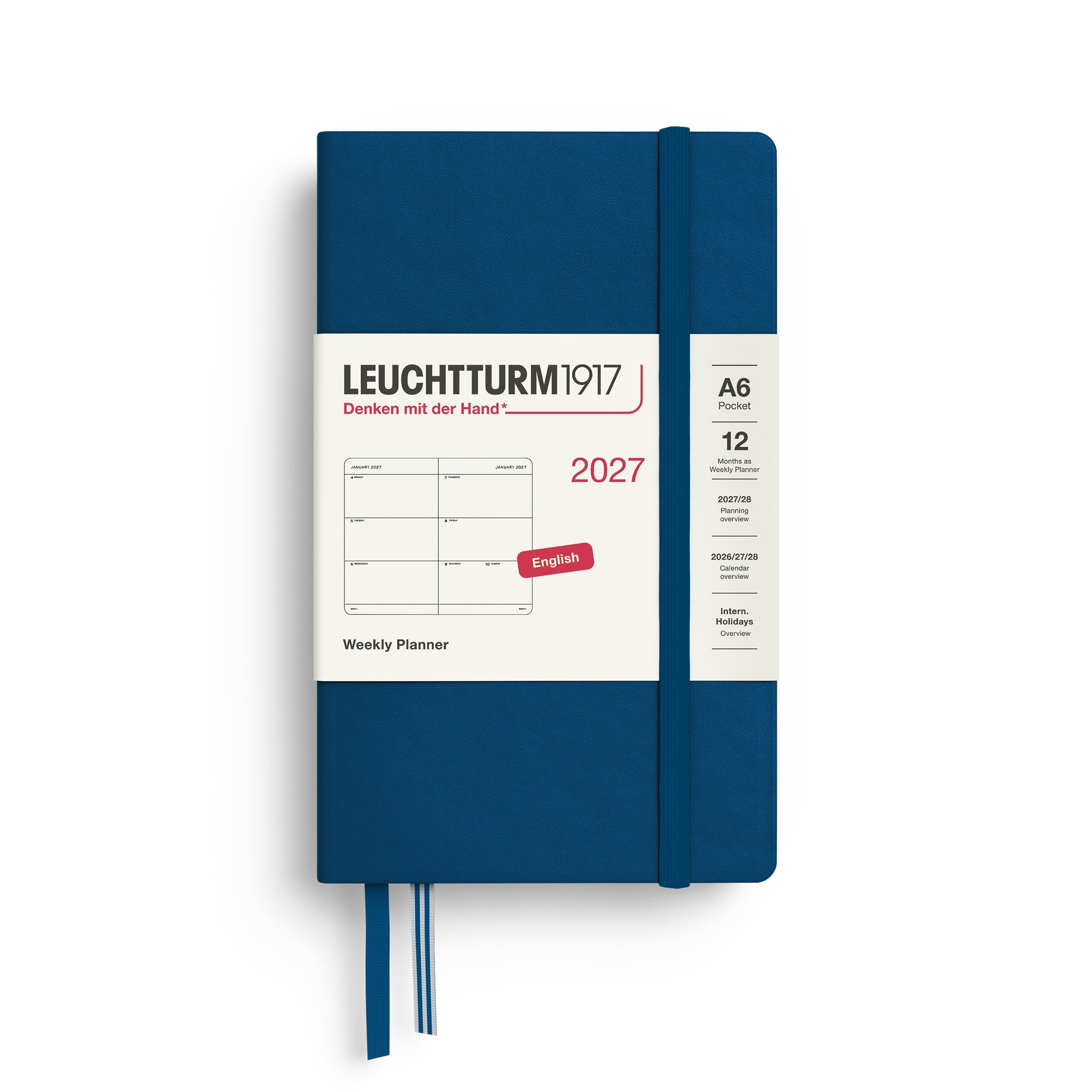 Leuchtturm1917 2027 A6 Indigo Weekly Planner diary, hardcover
