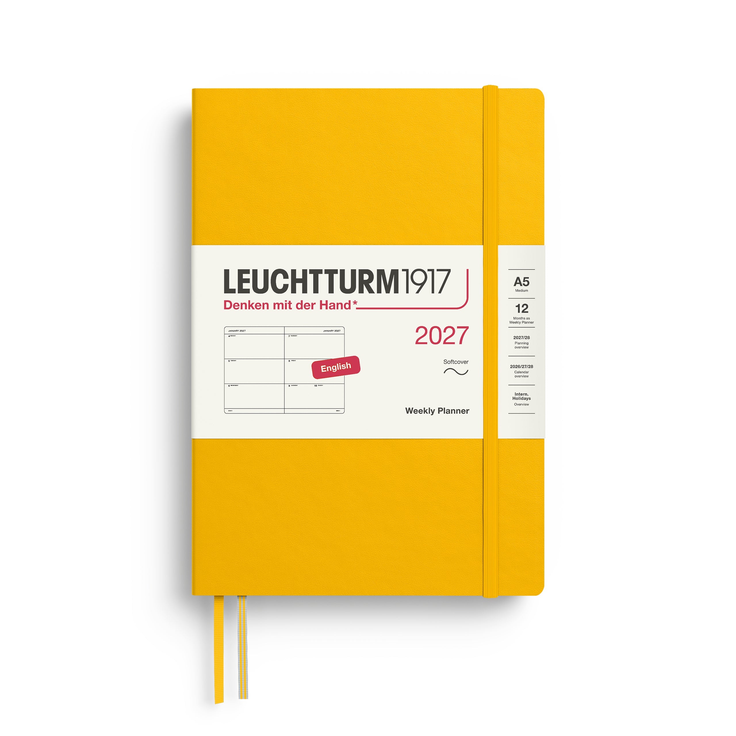 Leuchtturm1917 2027 A5 Sunflower Weekly Planner diary, softcover