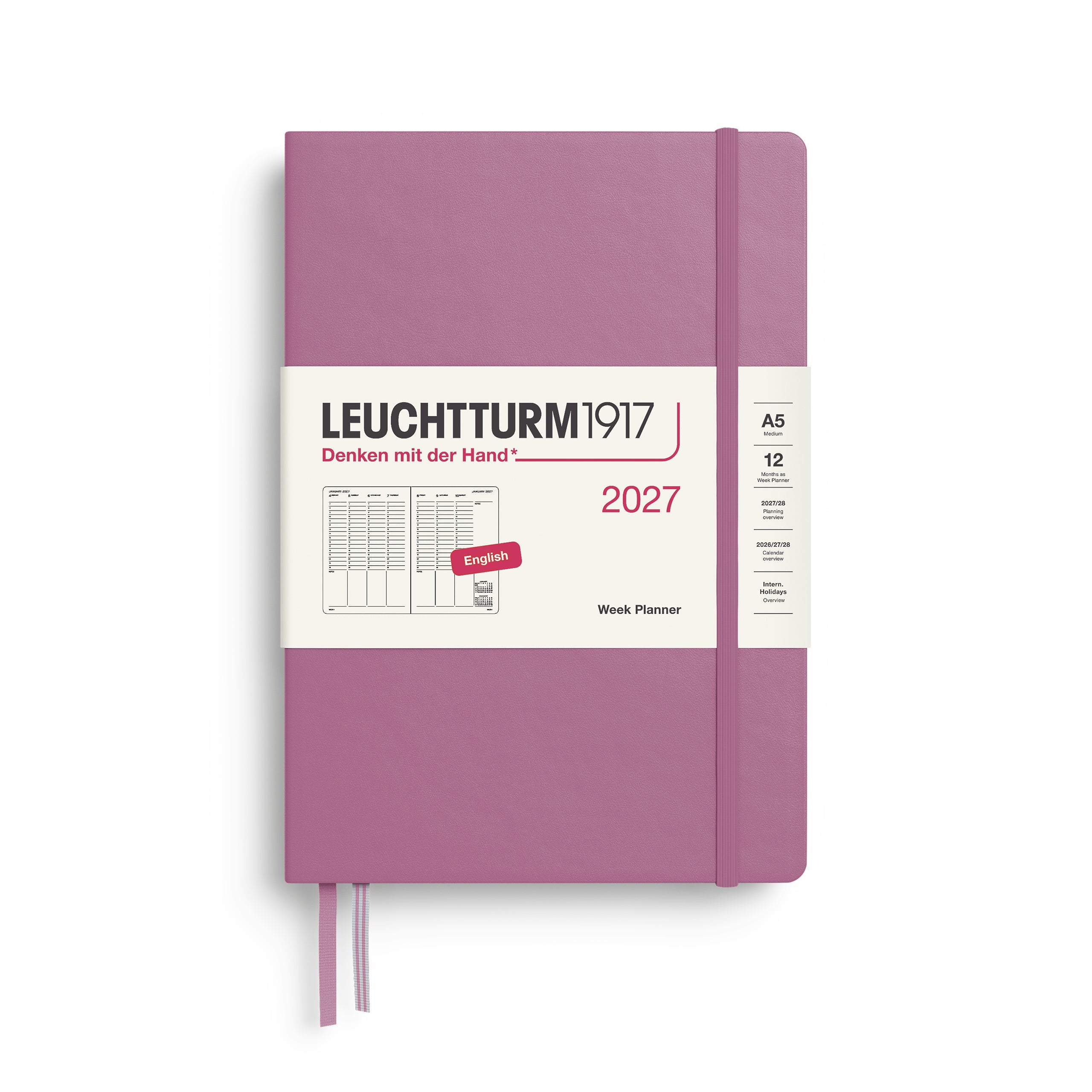 Leuchtturm1917 2027 A5 Dusty Rose Week Planner diary