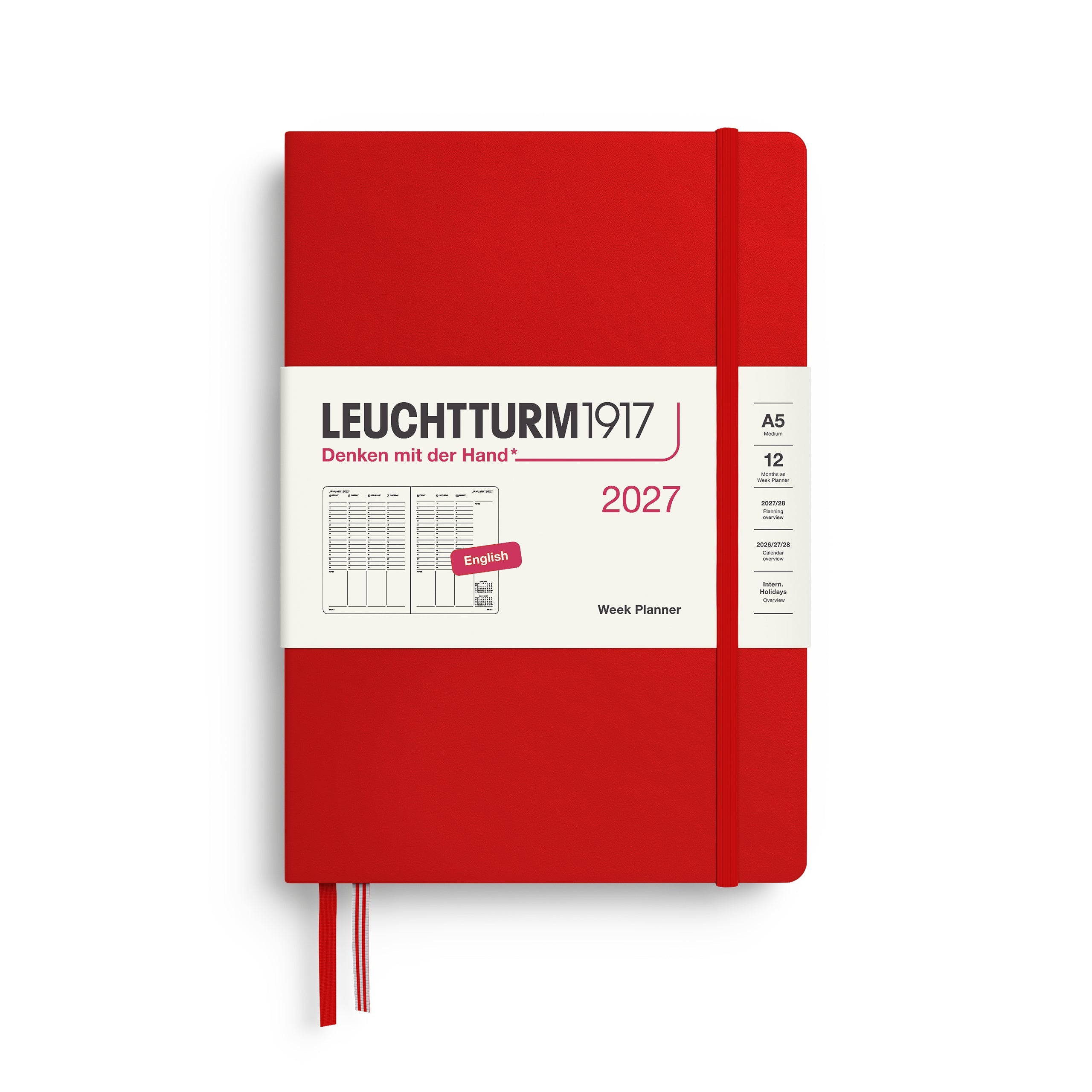 Leuchtturm1917 2027 A5 Cherry Week Planner diary