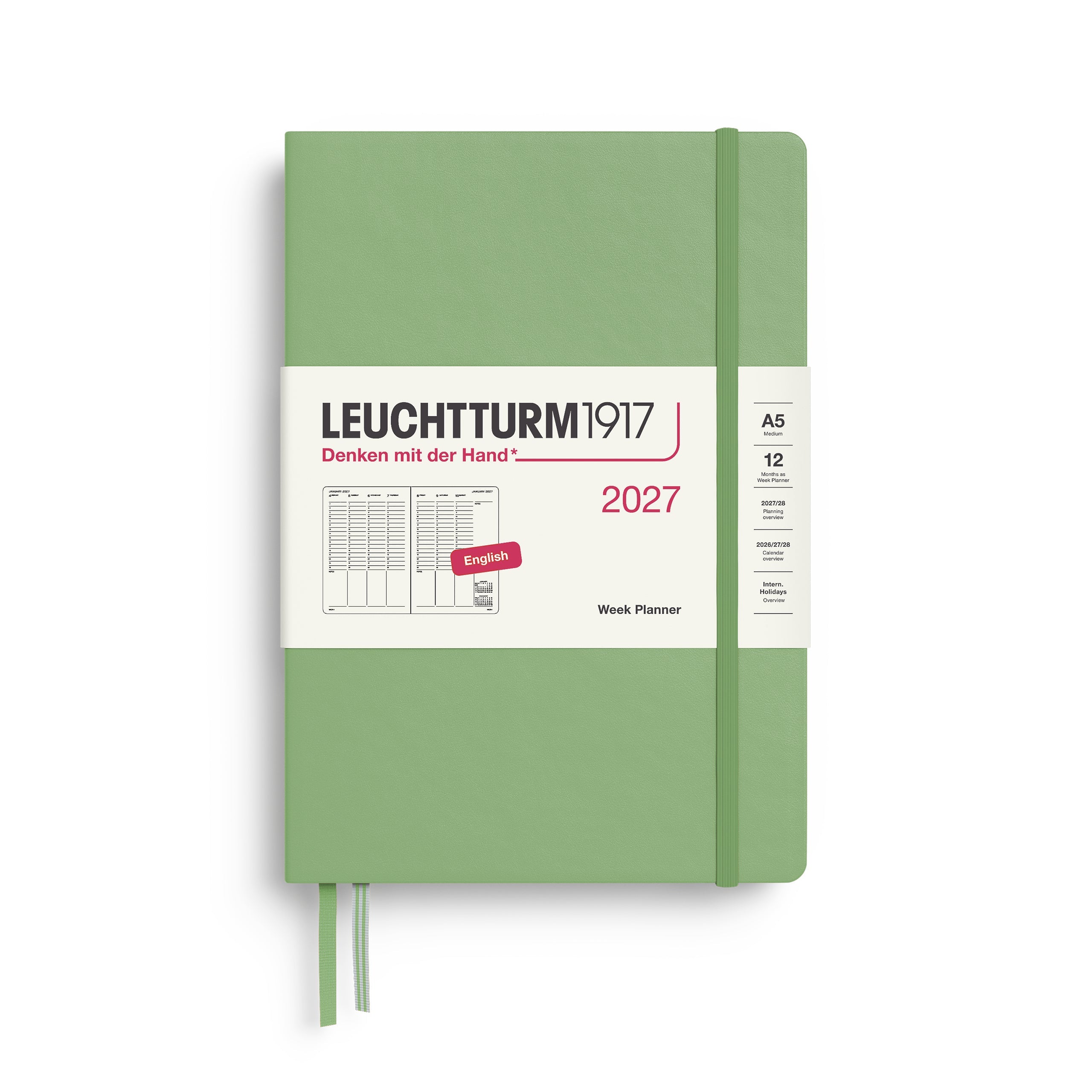 Leuchtturm1917 2027 A5 Sage Week Planner diary