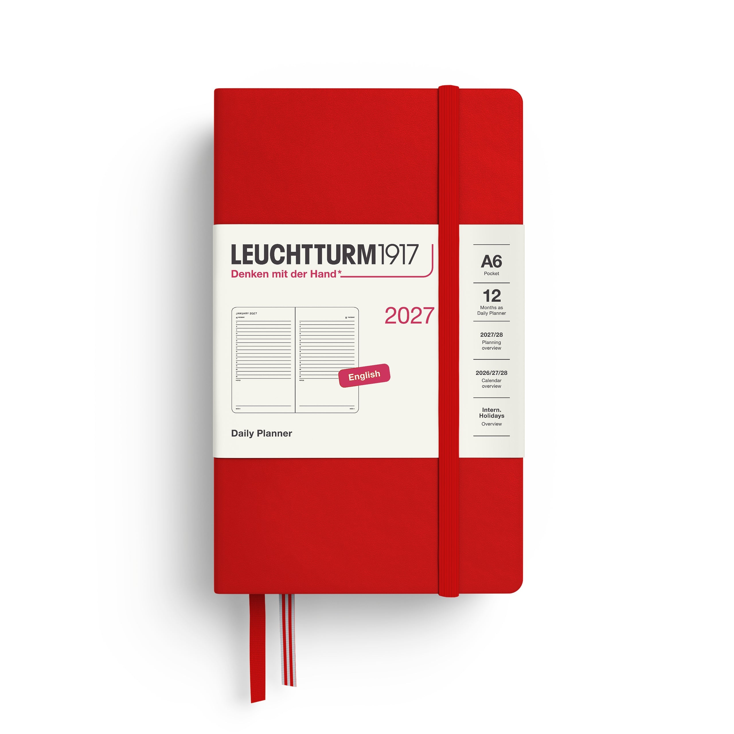 Leuchtturm1917 2027 A6 Cherry Daily Planner diary