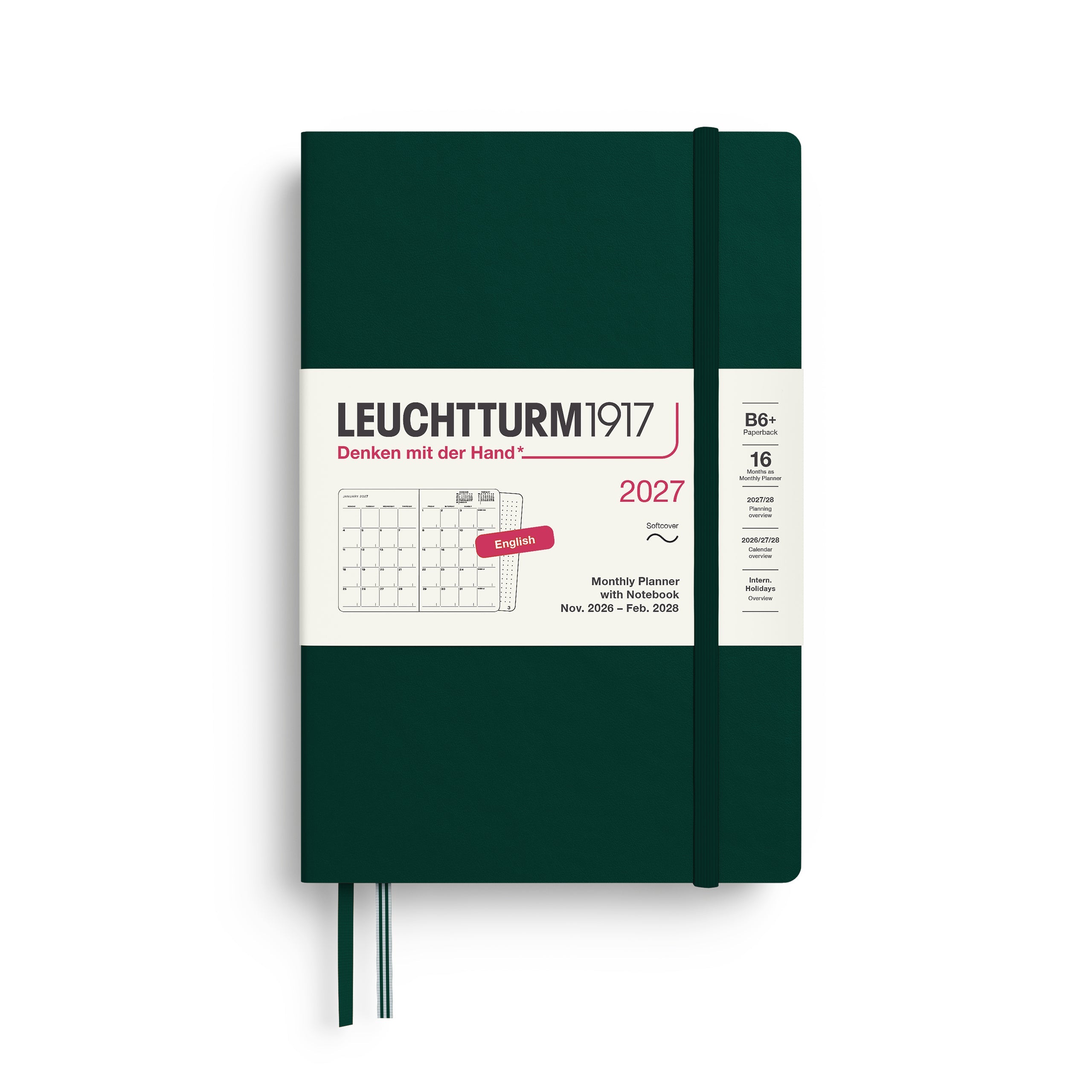 Leuchtturm1917 2027 B6 Forest Green Monthly Notebook diary