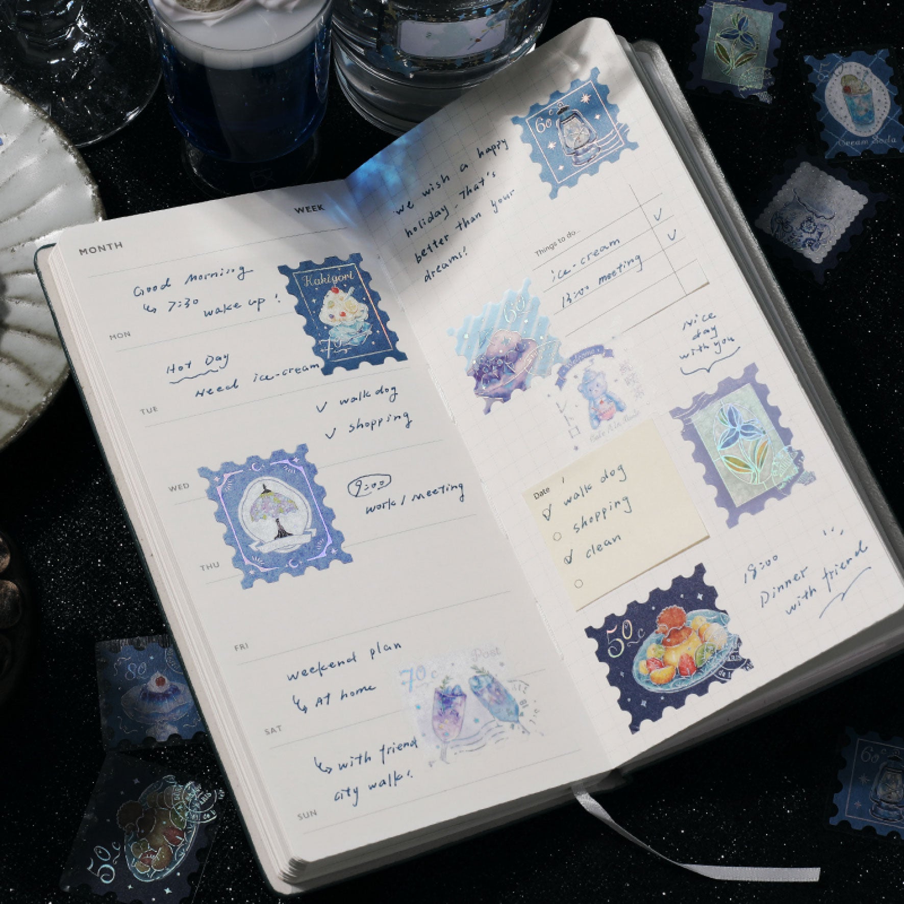 BGM - Planner Sticker - Flake Seal - Cafe A la Mode - Blue