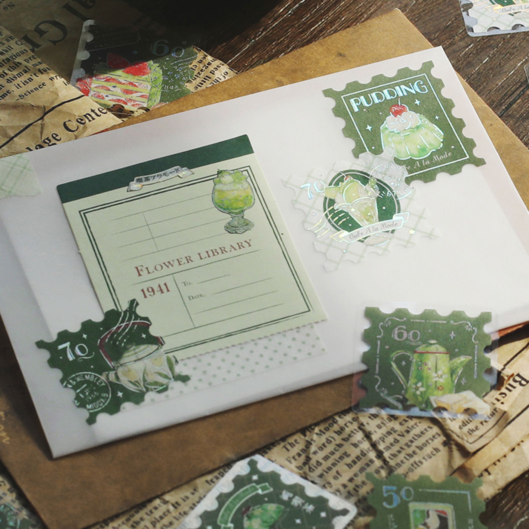 BGM - Planner Sticker - Flake Seal - Cafe A la Mode - Green