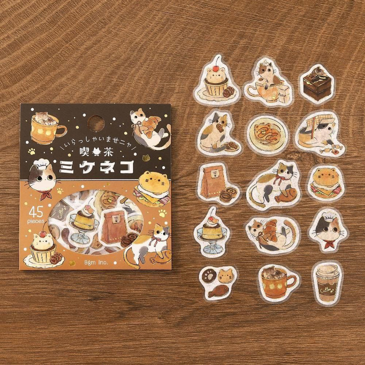 BGM - Planner Sticker - Flake Seal - Cafe Meow - Mikeneko Cafe