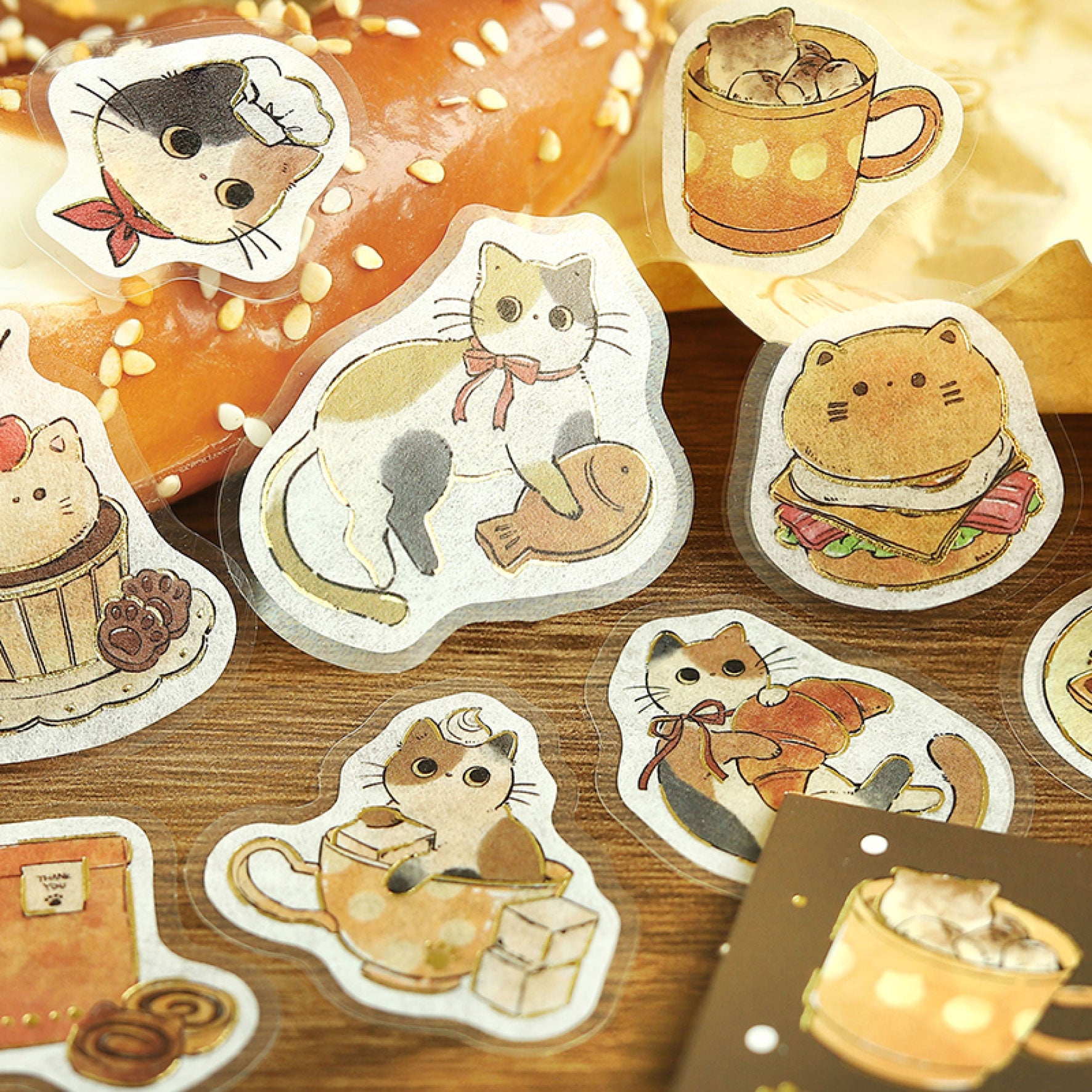 BGM - Planner Sticker - Flake Seal - Cafe Meow - Mikeneko Cafe