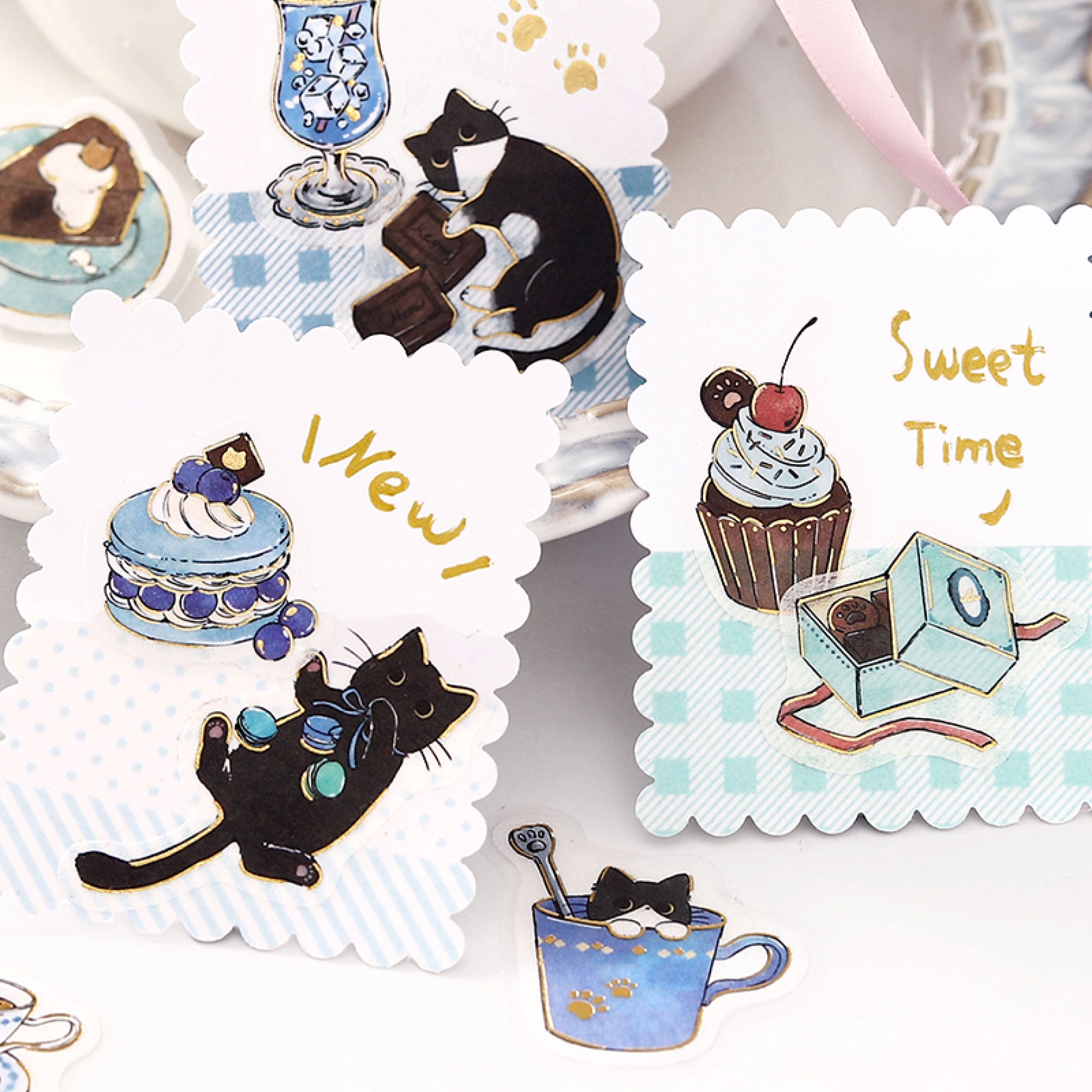BGM - Planner Sticker - Flake Seal - Cafe Meow - Kuroneko Cafe