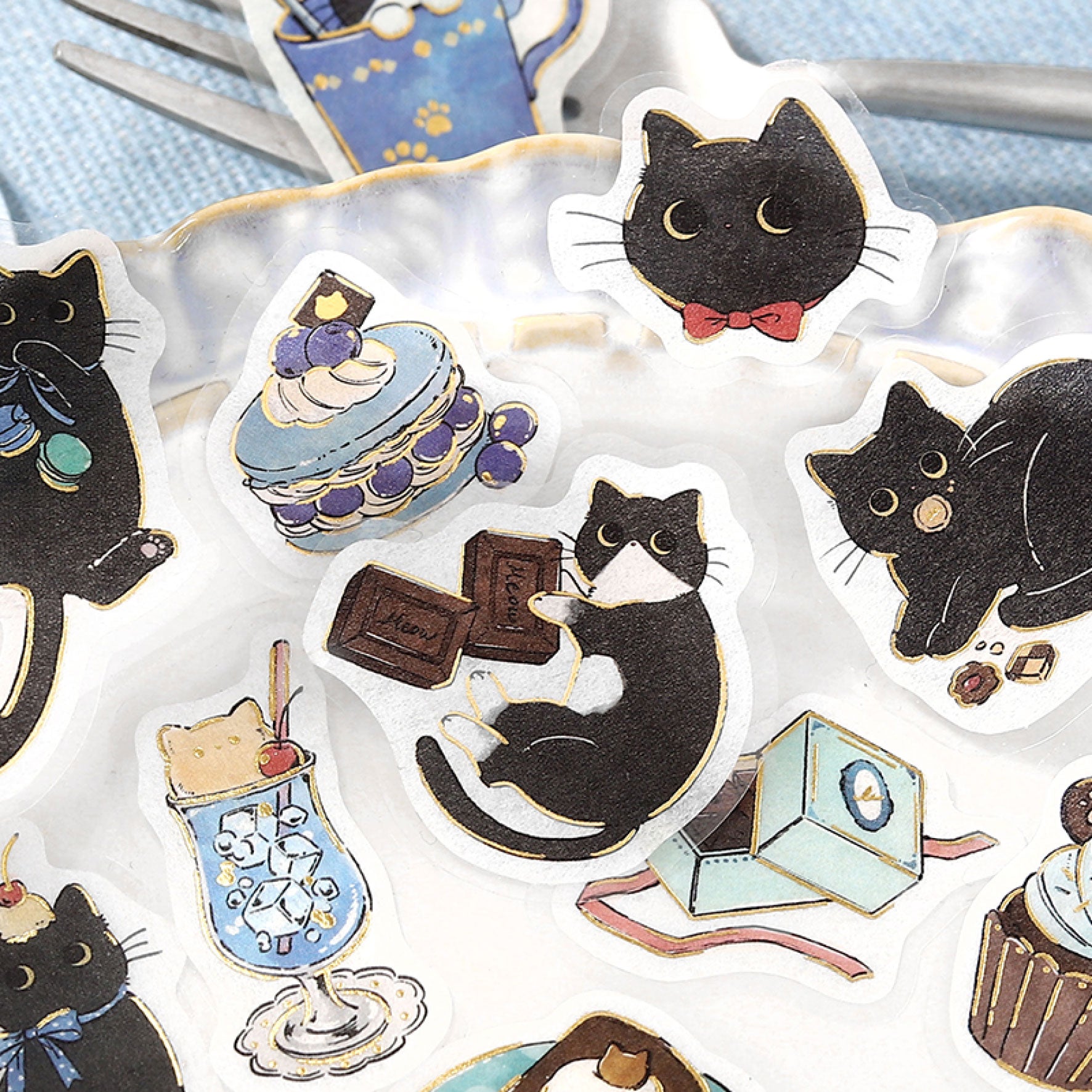 BGM - Planner Sticker - Flake Seal - Cafe Meow - Kuroneko Cafe