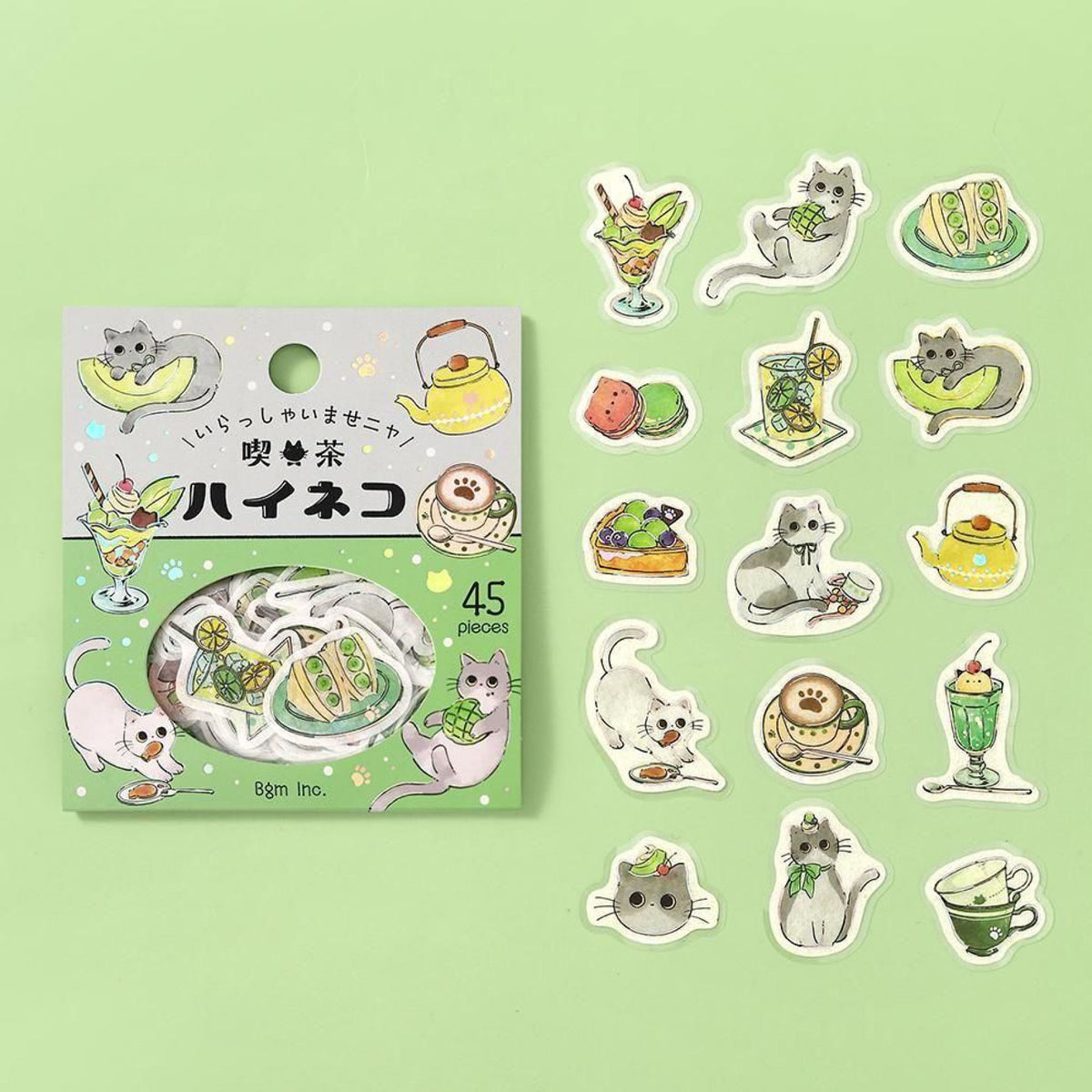 BGM - Planner Sticker - Flake Seal - Cafe Meow - Haineko Cafe