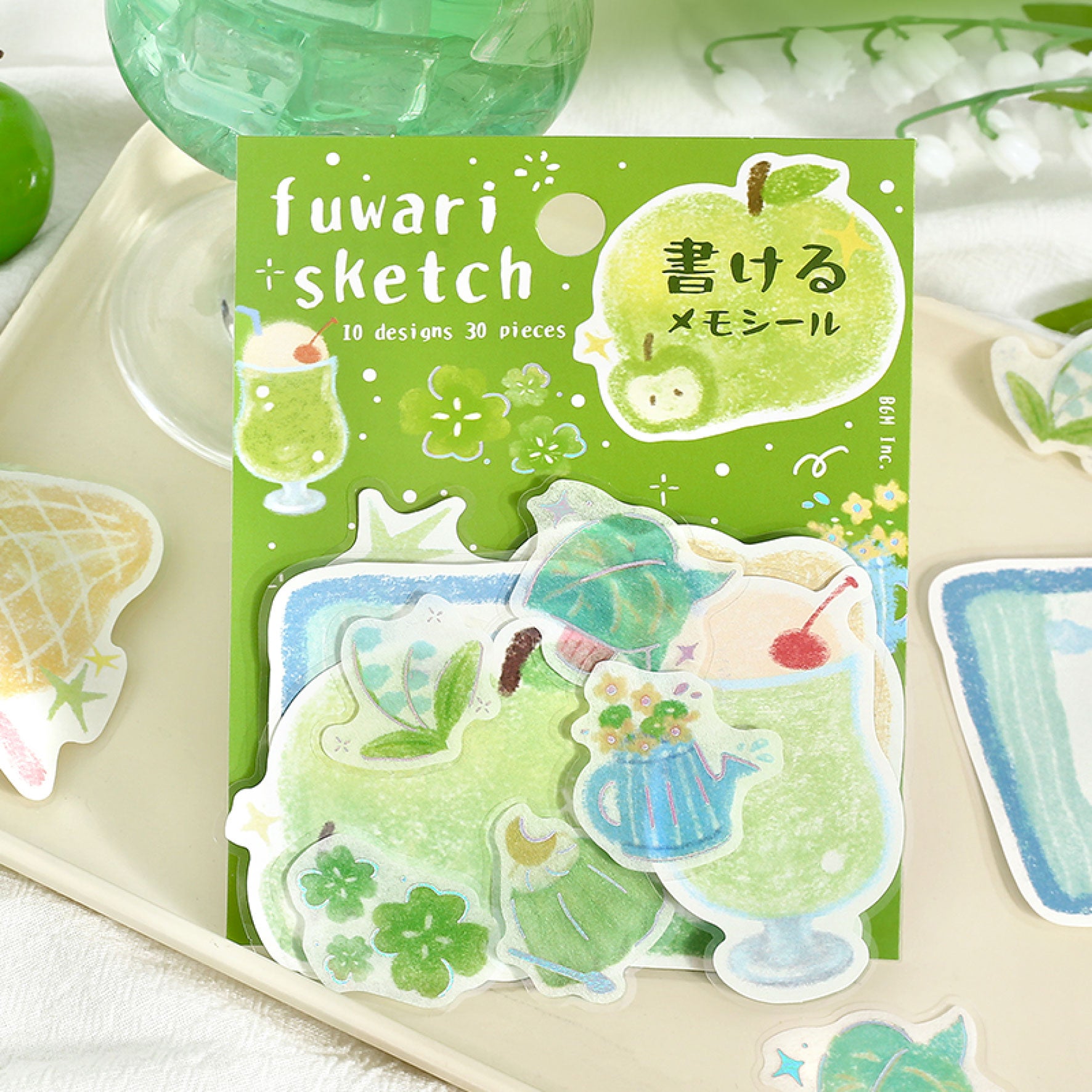 BGM - Planner Sticker - Flake Seal - Fuwari Sketch - Green