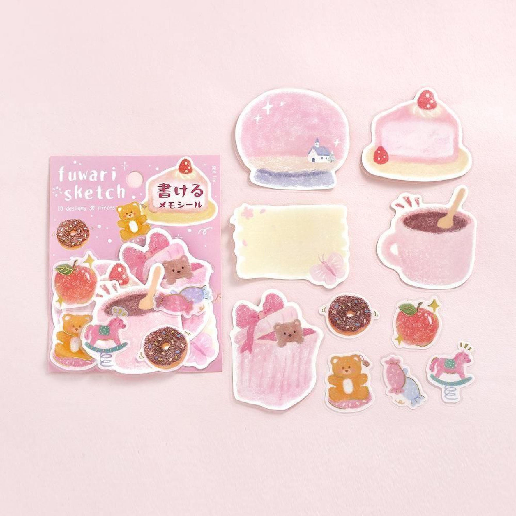 BGM - Planner Sticker - Flake Seal - Fuwari Sketch - Pink