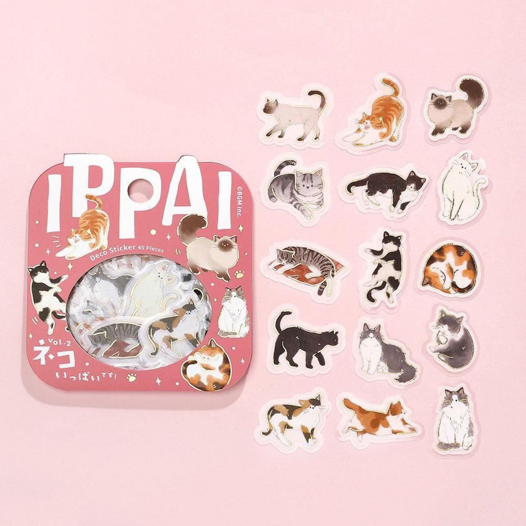 BGM - Planner Sticker - Flake Seal - Ippai - Cats
