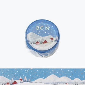 BGM washi tape featuring wintery scenery with houses