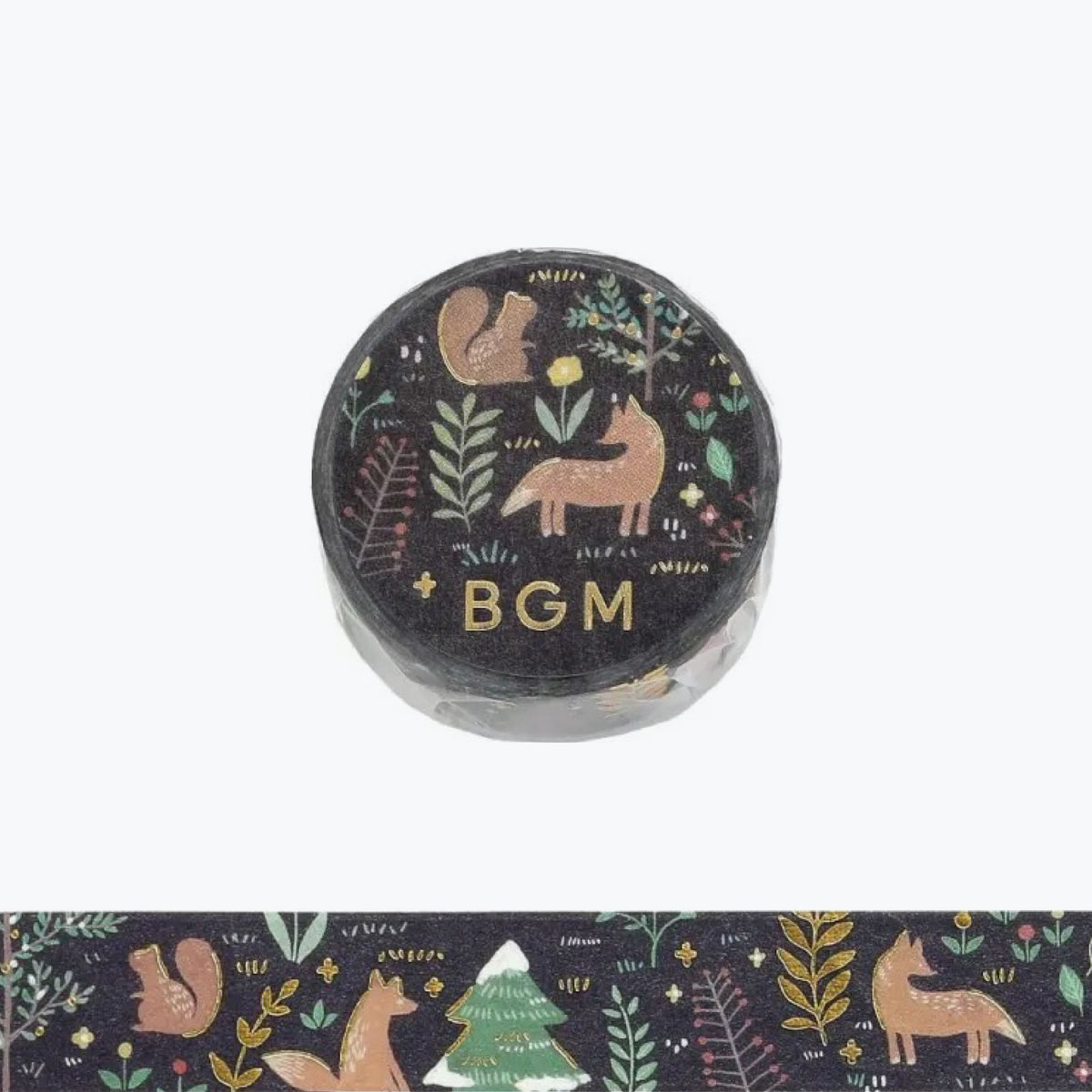 BGM nordic forest washi tape with wildlife at night