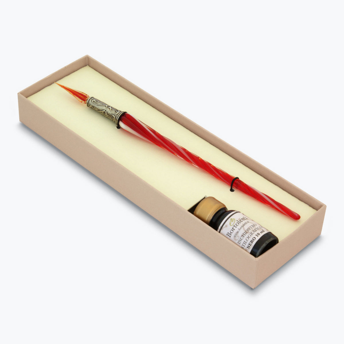 Bortoletti - Calligraphy Pen Set - Glass Nib - Twisted - Red