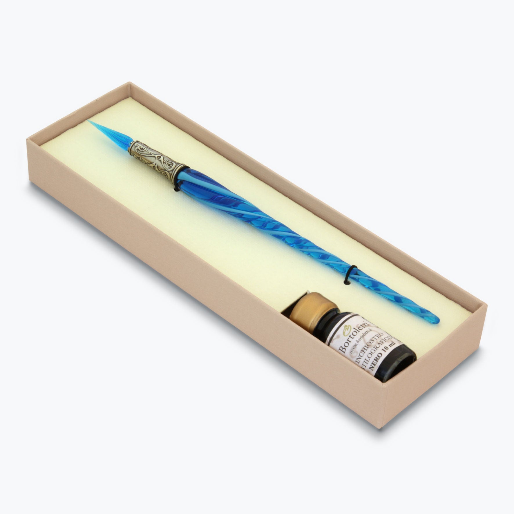 Bortoletti - Calligraphy Pen Set - Glass Nib - Twisted - Aquamarine