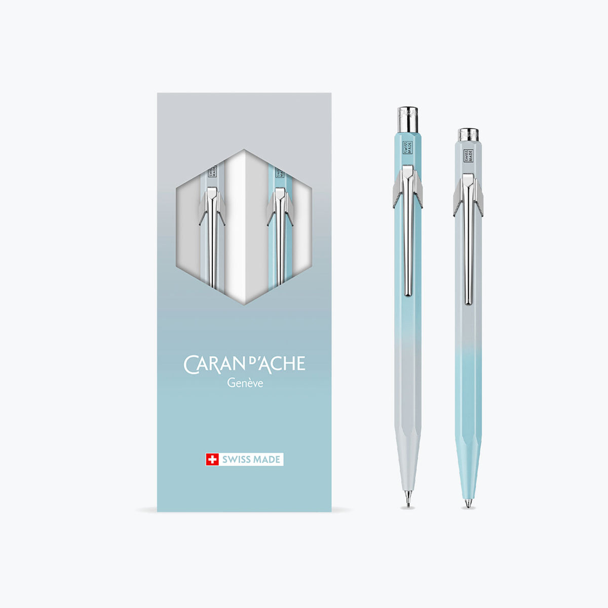 Caran d'Ache - Ballpoint Pen + Mechanical Pencil - 849 Blue Lagoon